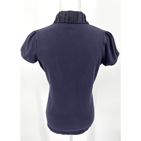 Burberry London Polo Shirt Blue Size Medium Subtle Plaid Collar Buttons Fitted - Picture 6 of 10